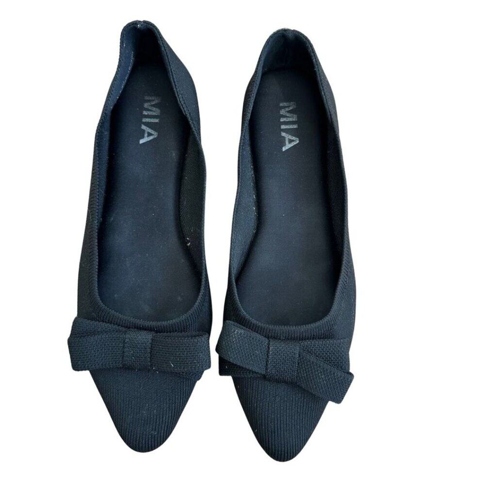 MIA Jinnie Textile Slip On Flats with Bow Black 6.5